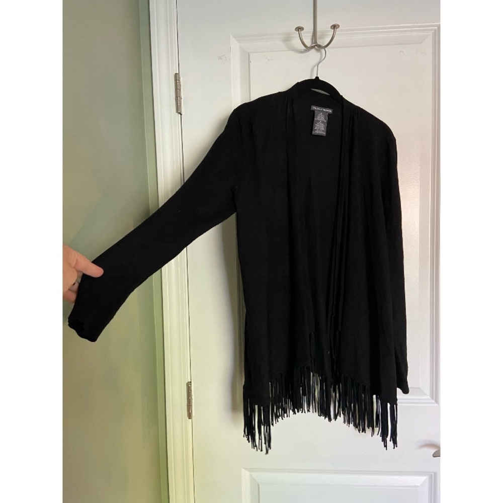 Chelsea & Theodore Black Fringed Cardigan